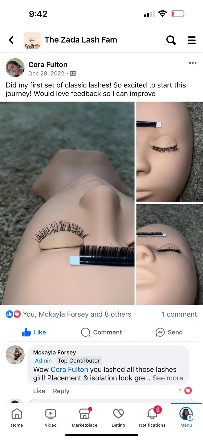 Original 2022 Zada community post by Cora Fulton