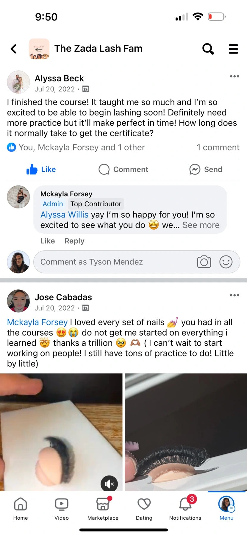 Original 2022 Zada community post by Alyssa Beck