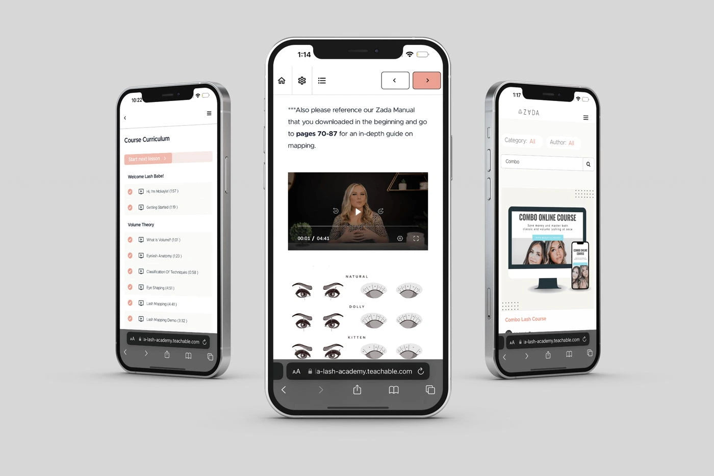 Zada online course lessons shown on mobile devices