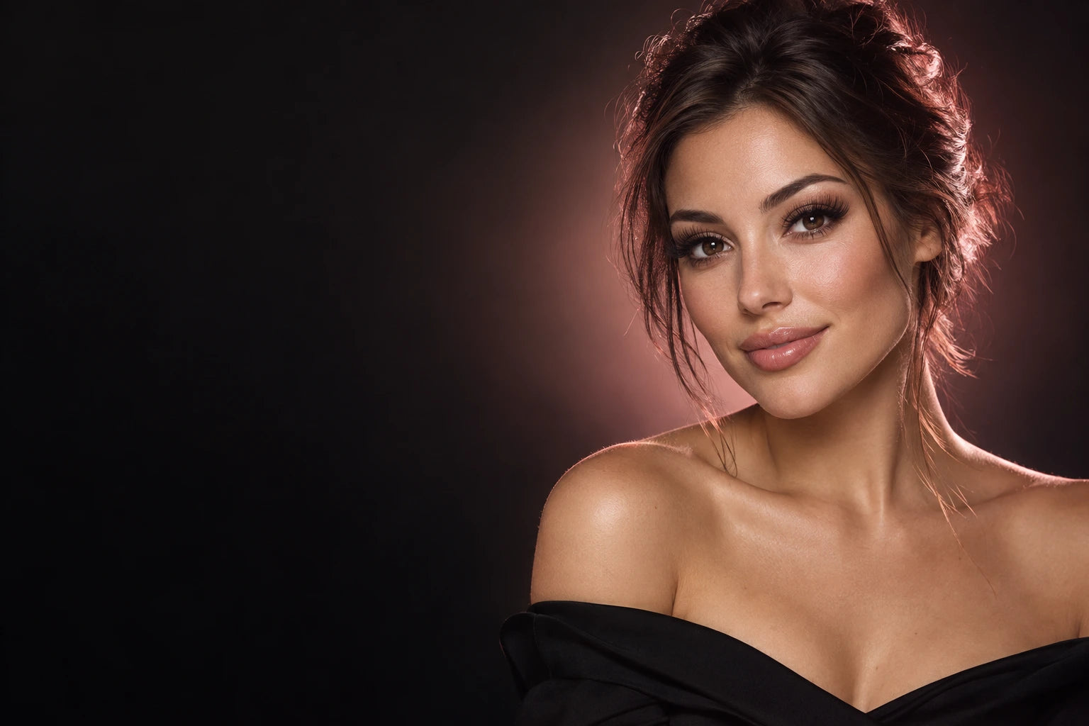 Beauty campaign portrait with softly layered volume lashes